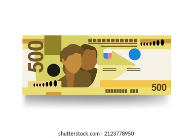 Philippine Peso Vector Illustration. Philippines money set bundle banknotes. Paper money 500 PHP. Flat style. Isolated on white background. Simple minimal design.