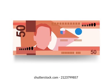 Philippine Peso Vector Illustration. Philippines money set bundle banknotes. Paper money 50 PHP. Flat style. Isolated on white background. Simple minimal design.