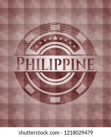 Philippine red badge with geometric pattern. Seamless.