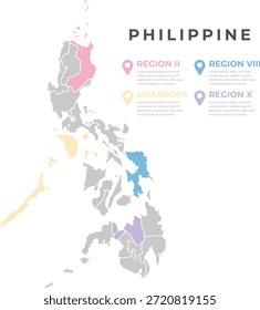 Philippine Regions Map with Highlighted Administrative Divisions