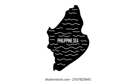 Philippine Sea Outline Map, black isolated silhouette