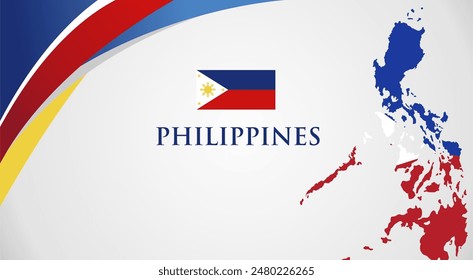 Philippines abstract background template with flag and map illustration. Best choice for philippines independence day, national hero day, rizal day, bonifacio day celebration. Vector illustration