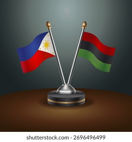 Las banderas de tabla de Filipinas y de América Africana muestran la relación con el fondo de gradiente. Ilustración vectorial