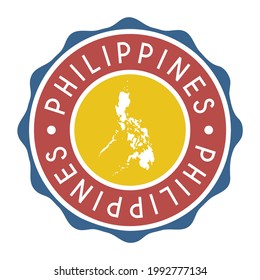 Philippines Badge Map Vector Seal. National Symbol Country Stamp Design Icon Label. 