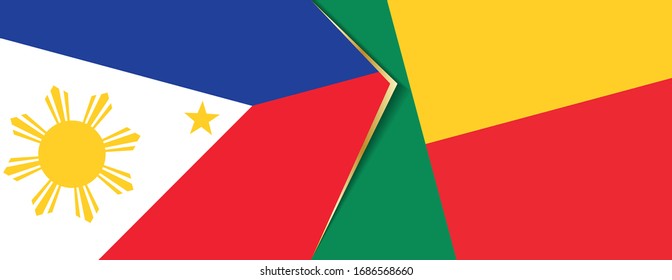 Philippines and Benin flags, two vector flags symbol of relationship or confrontation.