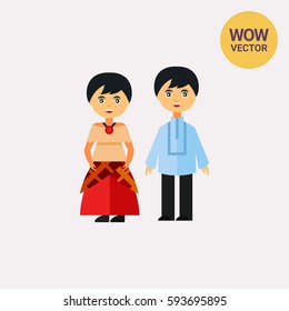 Philippines boy and girl in costumes icon