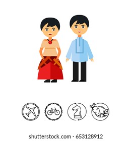 Philippines boy and girl in costumes icon