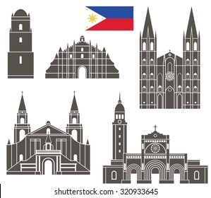 Philippines buildings logo. Abstract Philippines buildings on white background. EPS 10. Vector illustration

