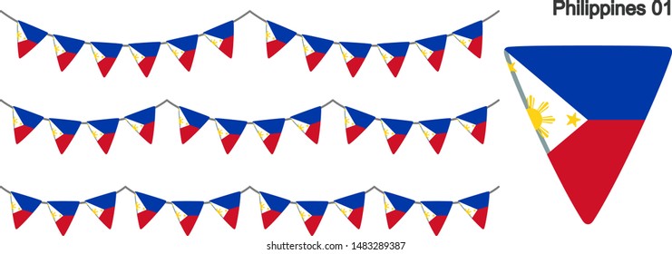 Philippines Bunting Flags Isolated on white Background. vector illustration.