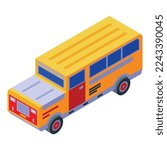 Philippines bus icon isometric vector. Travel summer. City national
