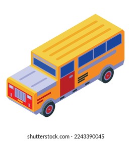 Philippines bus icon isometric vector. Travel summer. City national