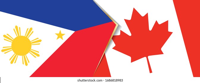 Philippines and Canada flags, two vector flags symbol of relationship or confrontation.