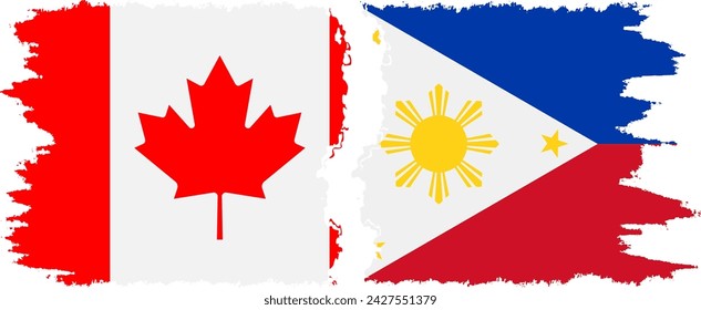 Philippines and Canada grunge flags connection, vector