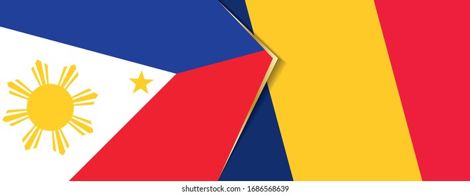 Philippines and Chad flags, two vector flags symbol of relationship or confrontation.