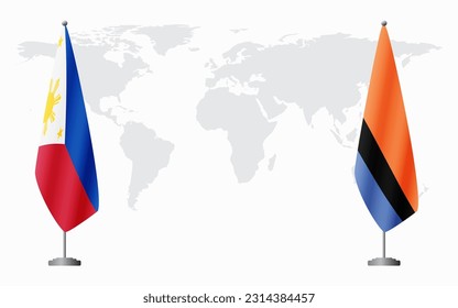Flaggen der Philippinen und der Chagos-Inseln für offizielle Treffen auf der Grundlage der Weltkarte.