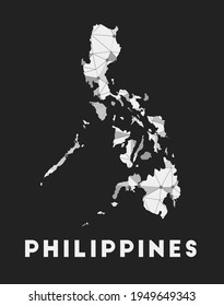 Philippines - communication network map of country. Philippines trendy geometric design on dark background. Technology, internet, network, telecommunication concept. Vector illustration.