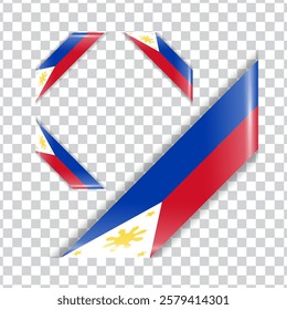 Philippines corner national flag with shadow