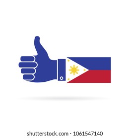 Philippines country flag thumbs up vector icon