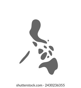 Philippines country simplified map. Grey stylish smooth map. Vector icons isolated on white background.