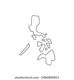 Philippines country simplified map.Thin triple pencil sketch outline isolated on white background. Simple vector icon