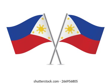 The Philippines crossed flags. Philippine flags on a white background. Vector icon set. Vector illustration.