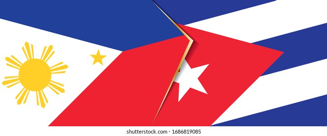 Philippines and Cuba flags, two vector flags symbol of relationship or confrontation.