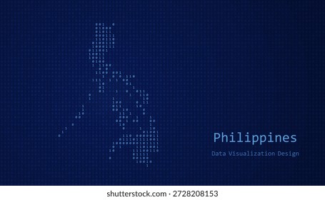 Philippines Digital map formed with ones and zeroes for data visualization design