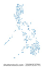 Philippines Dot Map. Country Digital Style Shape. Philippines vector image. Country shape with blue circular dots. Beautiful vector illustration.