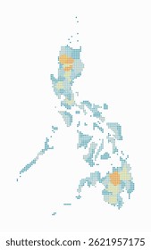 Filipinas mapa pontilhado. Mapa de estilo digital do país sobre fundo branco. Forma de Filipinas com pontos circulares. Estilo de pontos coloridos. Círculos de tamanho pequeno. Ilustração de vetor simples.