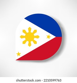 Filipinas lanza un icono de bandera con sombra sobre fondo blanco.