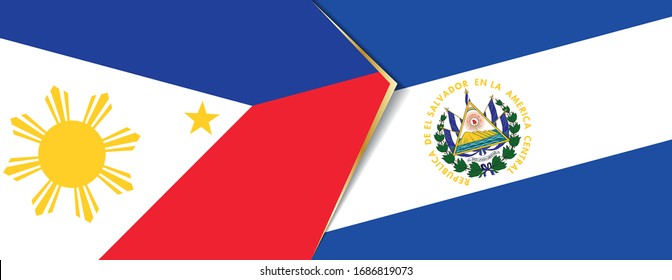 Philippines and El Salvador flags, two vector flags symbol of relationship or confrontation.