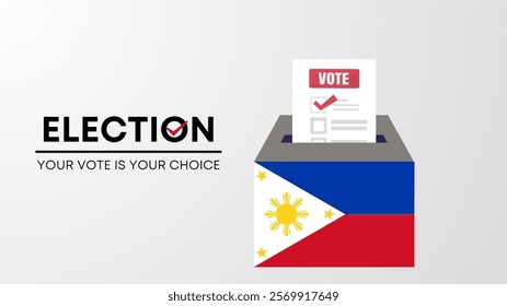  Philippines election 2025 concept, democracy, flag. Vector icon illustration