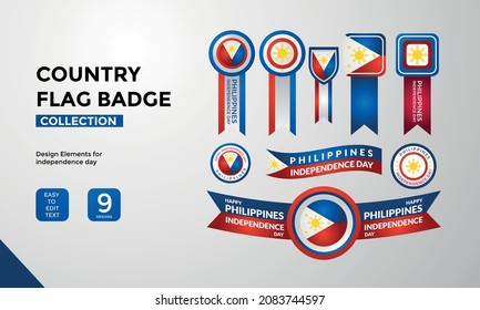 Philippines flag badge collection, philippines flag label design collection
