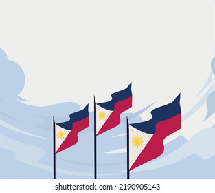 philippinische Flagge. Banner mit Kopienraum, gut für den Nationalfeiertag