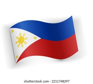 Philippines flag bended and lying on white background