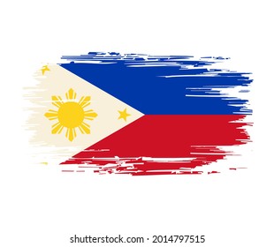 Philippines flag brush grunge background. Vector illustration.