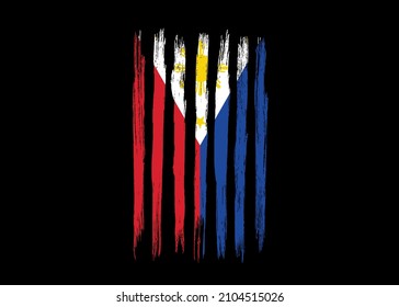 Philippines flag with brush paint textured isolated  on png or transparent background,Symbol of Philippines,template for banner,promote, design, and business matching country poster, vector 