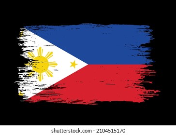 Philippines flag with brush paint textured isolated  on png or transparent background,Symbol of Philippines,template for banner,promote, design, and business matching country poster, vector 