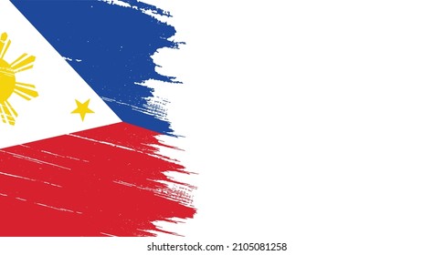 Philippines flag with brush paint textured isolated  on png or transparent background,Symbol of Philippines,template for banner,promote, design, and business matching country poster, vector 