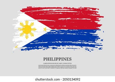 Philippines flag with brush stroke effect and information text poster, vector background