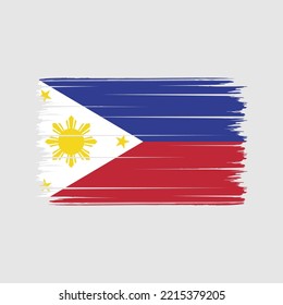 Philippines Flag Brush Strokes Painted