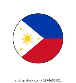 Philippines Flag Button circle on isolated white for Asia Country push button concepts.