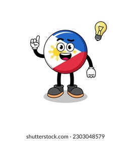 philippines flag cartoon with get an idea pose , character design