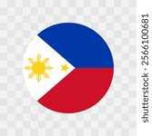 Philippines flag - circle vector flag isolated on checkerboard transparent background