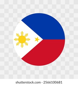 Philippines flag - circle vector flag isolated on checkerboard transparent background