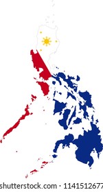 Philippines Flag Country Map Shaped Illustration 