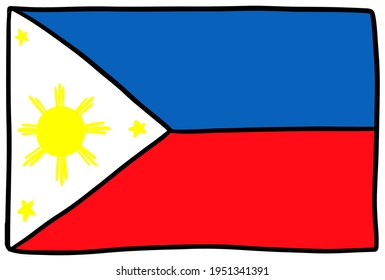 Philippines flag Doodle Hand drawing sketch simple vector illustration 