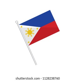 Philippines flag with flagpole flat icon with long shadow. Vector illustration EPS10