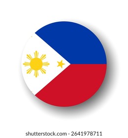 Philippines flag - flat vector circle icon or badge with dropped shadow.
