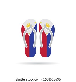 Philippines flag flip flop sandals icon on a white background.
